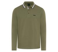 Langarm-Poloshirt BOSS GREEN "Plisy", Herren, Gr. XL, schwarz beige257, Jersey, Obermaterial: 100% Baumwolle, regular fit hüftlang, V-Ausschnitt, eingesetzt normaler Saum, Shirts (57806364-XL) schwarz