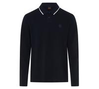 Langarm-Poloshirt BOSS ORANGE, Herren, Gr. 3XL, schwarz (dunkelblau404), Jersey, Obermaterial: 100% Baumwolle, unifarben, regular fit normal, Rundhals, abgesteppte Kante, Shirts, Regular Fit, reine Ba