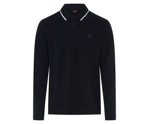 Langarm-Poloshirt BOSS ORANGE, Herren, Gr. 3XL, schwarz (dunkelblau404), Jersey, Obermaterial: 100% Baumwolle, unifarben, regular fit normal, Rundhals, abgesteppte Kante, Shirts, Regular Fit, reine Ba