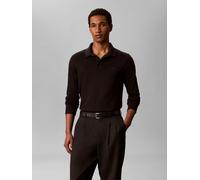 Langarm-Poloshirt CALVIN KLEIN, Herren, Gr. M, schwarz, Jersey, Obermaterial: 100% Baumwolle, unifarben, slim fit normal, Rundhals, abgesteppte Kante, Shirts, Polokragen, Slim Fit, reine Baumwolle (97