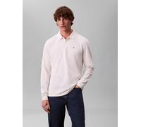 Langarm-Poloshirt CALVIN KLEIN JEANS, Herren, Gr. L, weiß greige, Piqué, Obermaterial: 100% Baumwolle, regular fit normal, Rundhals, eingesetzt angesetztes Bündchen, Shirts, Regular fit mit Rundhalsau