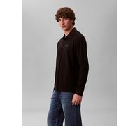 Langarm-Poloshirt CALVIN KLEIN JEANS, Herren, Gr. M, schwarz, Piqué, Obermaterial: 100% Baumwolle, unifarben, regular fit normal, Rundhals, eingesetzt angesetztes Bündchen, Shirts, Regular fit mit Run