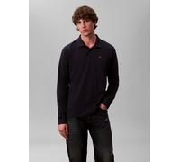 Langarm-Poloshirt CALVIN KLEIN JEANS, Herren, Gr. XL, schwarz (schwarz sapphire), Piqué, Obermaterial: 100% Baumwolle, unifarben, regular fit normal, Rundhals, eingesetzt angesetztes Bündchen, Shirts,