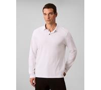 Langarm-Poloshirt CALVIN KLEIN "LS SUPIMA COTTON SOLID POLO", Herren, Gr. S, weiß (hellweiß), Single Jersey, Obermaterial: 100% Baumwolle, unifarben, regular fit hüftlang, Rundhals, eingesetzt abgeste