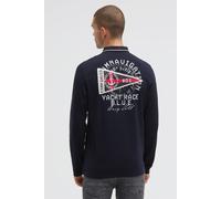 Langarm-Poloshirt CAMP DAVID, Herren, Gr. 3XL, blau, Piqué, Material: 100% Baumwolle, bedruckt, bestickt, regular fit normal, hoch geschlossener Ausschnitt, eingesetzt gerader Abschluss, Shirts, aus B