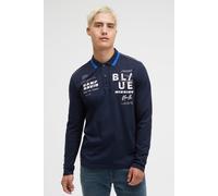 Langarm-Poloshirt CAMP DAVID, Herren, Gr. M, blau, Piqué, Material: 100% Baumwolle, bedruckt, regular fit normal, hoch geschlossener Ausschnitt, eingesetzt gerader Abschluss, Shirts, aus Baumwolle (98