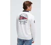 Langarm-Poloshirt CAMP DAVID, Herren, Gr. XL, weiß, Piqué, Material: 100% Baumwolle, bedruckt, bestickt, regular fit normal, hoch geschlossener Ausschnitt, eingesetzt gerader Abschluss, Shirts, aus Ba