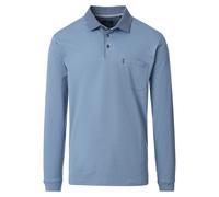 Casa Moda Regular Fit Longsleeve Poloshirt blau, Einfarbig
