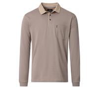 Langarm-Poloshirt CASAMODA "CASAMODA Polo-Shirt Langarm gestreift", Herren, Gr. L, hellbraun, 60% Baumwolle, 40% Polyester, Shirts (27341509-L) hellbraun