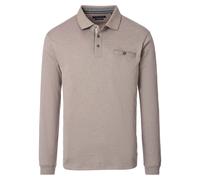 Langarm-Poloshirt CASAMODA "CASAMODA Polo-Shirt Langarm gestreift", Herren, Gr. 5XL, beige, 62% Baumwolle, 38% Polyester, Shirts (97727703-5XL) beige