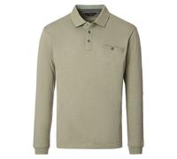 Langarm-Poloshirt CASAMODA "CASAMODA Polo-Shirt Langarm gestreift", Herren, Gr. 6XL, hellgrün, 62% Baumwolle, 38% Polyester, Shirts (68921262-6XL) hellgrün