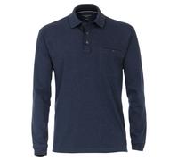 Langarm-Poloshirt CASAMODA "CASAMODA Polo-Shirt Langarm uni", Herren, Gr. 4XL, blau (mittleres dunkelblau), 62% Baumwolle, 38% Polyester, Shirts (42080367-4XL) mittleres dunkelblau