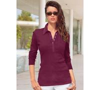 Langarm-Poloshirt CASUAL LOOKS "Poloshirt", Damen, Gr. 54, rot (bordeaux), 100% Baumwolle, Webstoff:100% Baumwolle, unifarben, ohne Ausschnitt, Shirts (684880-54) bordeaux