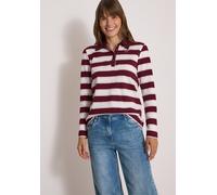 CECIL - Langarm Poloshirt mit Knöpfen red wine - Gr. - XL
