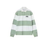 Langarm-Poloshirt CHAMPION "COLLEGE Striped Heavy Jersey Polo", Herren, Gr. M, ige, wht, Obermaterial: 100% Baumwolle, normal, Rundhals, Shirts, für sportliche Aktivitäten, mit Rundhalsausschnitt, für