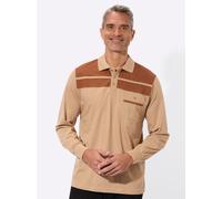 Langarm-Poloshirt CLASSIC "Poloshirt", Herren, Gr. 48/50, camel, cognac, 100% Baumwolle, gemustert, mehrfarbig, ohne Ausschnitt, Shirts (92616438-48) camel, cognac