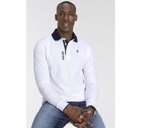 Langarm-Poloshirt DELMAO, Herren, Gr. XL (56/58), weiß, Piqué, Obermaterial: 100% Baumwolle, kontrastfarbene Details, normal, Rippbündchen, Shirts, Langarm, aus atmungsaktivem Piqué-Stoff, Polokragen,