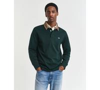 Langarm-Poloshirt GANT "CORD COLLAR HEAVY RUGGER", Herren, Gr. XL, grün (tartan grün), Jersey, Obermaterial: 100% Baumwolle, regular fit, Rippbündchen, Shirts Langarm-Poloshirt, Cordkragen, regular fi