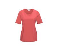 Langarm-Poloshirt GOLDNER "Gepflegtes Shirt in formstabiler Ware", Damen, Gr. 46, orange (koralle), Obermaterial: 82% Polyester PES. 18% Elasthan EL., normal, Rundhals, Sonstiges, Shirts, Ohne (826601