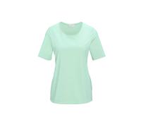 Langarm-Poloshirt GOLDNER "Gepflegtes Shirt in formstabiler Ware", Damen, Gr. 50, grün (mintgrün), Obermaterial: 82% Polyester PES. 18% Elasthan EL., normal, Rundhals, Sonstiges, Shirts, Ohne (8606174