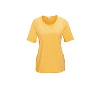 Langarm-Poloshirt GOLDNER "Kurzgröße Gepflegtes Shirt in formstabiler Ware", Damen, Gr. 19, gelb (zitronengelb), Obermaterial: 82% Polyester PES. 18% Elasthan EL., normal, Rundhals, Sonstiges, Shirts,