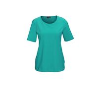 Langarm-Poloshirt GOLDNER "Kurzgröße Gepflegtes Shirt in formstabiler Ware", Damen, Gr. 22, blau (türkis), Obermaterial: 82% Polyester PES. 18% Elasthan EL., normal, Rundhals, Sonstiges, Shirts, Ohne