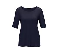 Langarm-Poloshirt GOLDNER "Kurzgröße Halbarmshirt mit tonaler Zierkante", Damen, Gr. 24, blau (hellblau), Obermaterial: 90% Viskose CV. 10% Elasthan EL., Sonstiges, Shirts, Tonale Zierkante (28168754-