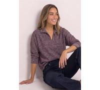 Langarmshirt STREET ONE, Damen, Gr. 44, lila (rustic rouge meliert), Stoff, 51% Polyester, 45% Viskose, 4% Elasthan, meliert, regular fit normal, ohne Ausschnitt, Bündchen, Shirts Langarmshirt, aus el