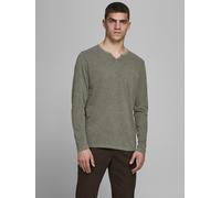 Langarm-Poloshirt JACK & JONES "JJESPLIT NECK TEE LS NOOS", Herren, Gr. M, grün (forest night fit:slim), Jersey, Obermaterial: 100% Baumwolle, unifarben, slim fit normal, V-Ausschnitt, Shirts, Baumwol