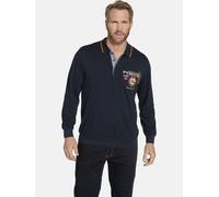 Jan Vanderstorm Comfort Fit Longsleeve Poloshirt dunkelblau, Einfarbig