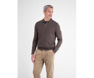 Langarm-Poloshirt LERROS "Flexibles Langarmpolo aus Baumwollmix mit Reißverschluss", Herren, Gr. L, braun (timber braun), 53% Viskose, 47% Baumwolle, Rundhals, Shirts (76084309-L) timber braun