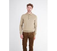 Langarm-Poloshirt LERROS "Langarm Polo aus Baumwollstrick mit flexiblen Rippbündchen", Herren, Gr. S, gravel beige melange, 100% Baumwolle, ohne Ausschnitt, Shirts (11221124-S) gravel beige melange