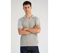 Langarm-Poloshirt LINDBERGH "Poloshirt (Langarm) Relaxed Fit", Herren, Gr. L, grau (grau mel), Obermaterial: 100% Baumwolle, lässig geschnitten, V-Ausschnitt, Shirts (34035554-L) grau mel