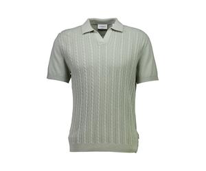 Langarm-Poloshirt LINDBERGH "Poloshirt (Langarm) Relaxed Fit", Herren, Gr. L, grün (sage grün), Obermaterial: 100% Baumwolle, lässig geschnitten, V-Ausschnitt, Shirts (72834607-L) sage grün