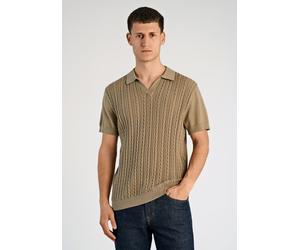 Langarm-Poloshirt LINDBERGH "Poloshirt (Langarm) Relaxed Fit", Herren, Gr. S, beige (dusty grün), Obermaterial: 100% Baumwolle, lässig geschnitten, V-Ausschnitt, Shirts (18591569-S) dusty grün