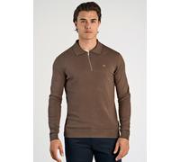 Langarm-Poloshirt LINDBERGH "Troyer Slim Fit", Herren, Gr. L, beige (dk beige), Obermaterial: 80% Viskose, 20% Nylon, unifarben, schmal, Shirts (32129233-L) dk beige