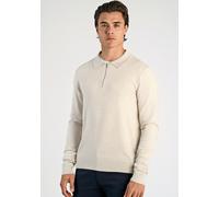Langarm-Poloshirt LINDBERGH "Troyer Slim Fit", Herren, Gr. L, weiß (sanftes weiß), Obermaterial: 80% Viskose, 20% Nylon, unifarben, schmal, Shirts (48619943-L) sanftes weiß