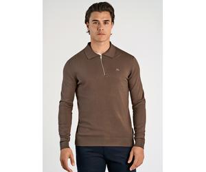 Langarm-Poloshirt LINDBERGH "Troyer Slim Fit", Herren, Gr. M, beige (dk beige), Obermaterial: 80% Viskose, 20% Nylon, unifarben, schmal, Shirts (32129233-M) dk beige