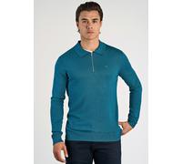 Langarm-Poloshirt LINDBERGH "Troyer Slim Fit", Herren, Gr. M, grün (petrol), Obermaterial: 80% Viskose, 20% Nylon, unifarben, schmal, Shirts (20818421-M) petrol