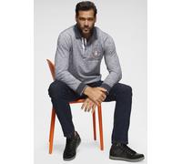 Langarm-Poloshirt MAN'S WORLD, Herren, Gr. L (52/54), blau (blau, meliert), Single Jersey, Obermaterial: 100% Baumwolle, meliert, normal, Rippbündchen, Shirts, Langarm, melierte Optik, Polokragen, aus