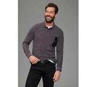 Langarm-Poloshirt MAN'S WORLD "Neue Kollektion", Herren, Gr. 3XL (64/66), grau (anthrazit melange), Piqué, Obermaterial: 60% Baumwolle, 40% Polyester, meliert, Basic, schmal, angesetztes Bündchen, Shi