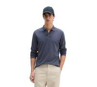 Langarm-Poloshirt MARC O'POLO "aus Baumwoll-Leinen-Mix", Herren, Gr. L, faded blau, Obermaterial: 80% Baumwolle, 20% Leinen, unifarben, regular fit, Shirts (10349723-L) faded blau
