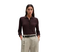 Langarm-Poloshirt MARC O'POLO "aus Bio-Baumwoll-Modal-Stretch-Jersey", Damen, Gr. XL, braun (schwarz cherry), Obermaterial: 58% Baumwolle, 38% Modal, 4% Elasthan, unifarben, Basic, slim fit, normaler
