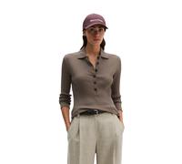 Langarm-Poloshirt MARC O'POLO "aus Bio-Baumwoll-Modal-Stretch-Jersey", Damen, Gr. XL, braun (stone taupe), Obermaterial: 58% Baumwolle, 38% Modal, 4% Elasthan, unifarben, Basic, slim fit, normaler Sau
