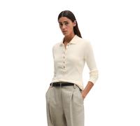Langarm-Poloshirt MARC O'POLO "aus Bio-Baumwoll-Modal-Stretch-Jersey", Damen, Gr. XXL, weiß cotton, Obermaterial: 58% Baumwolle, 38% Modal, 4% Elasthan, unifarben, Basic, slim fit, normaler Saum, Shir