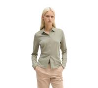 Langarm-Poloshirt MARC O'POLO "aus gebrushtem Single Jersey", Damen, Gr. S, beige (smooth sage), Obermaterial: 96% Baumwolle, 4% Elasthan, unifarben, regular fit, Manschette, Shirts (53521064-S) smoot