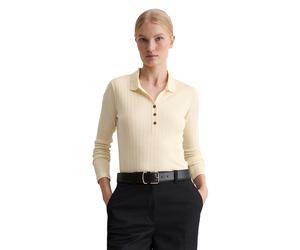 Langarm-Poloshirt MARC O'POLO "aus Organic-Cotton-Modal-Mix", Damen, Gr. L, raw cream, Obermaterial: 52% Baumwolle, 48% Modal, unifarben, regular fit, normaler Saum, Shirts (42817110-L) raw cream