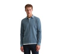 Langarm-Poloshirt MARC O'POLO "aus soft-touch Bio-Baumwoll-Jersey", Herren, Gr. L, stormy blau, Obermaterial: 100% Baumwolle, unifarben, regular fit, Shirts (69078702-L) stormy blau