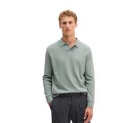 Langarm-Poloshirt MARC O'POLO "aus softem Bio-Bauwoll-Schurwoll-Mix", Herren, Gr. XL, grün (faded mint), Obermaterial: 54% Baumwolle, 29% Schurwolle, 17% Polyamid, unifarben, regular fit, Rippbündchen