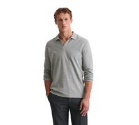 Langarm-Poloshirt MARC O'POLO "aus weichem Bio-Baumwoll-Jersey", Herren, Gr. M, cloudy grau melange, Obermaterial: 100% Baumwolle, unifarben, regular fit, Shirts (70095867-M) cloudy grau melange